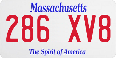 MA license plate 286XV8