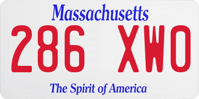 MA license plate 286XW0