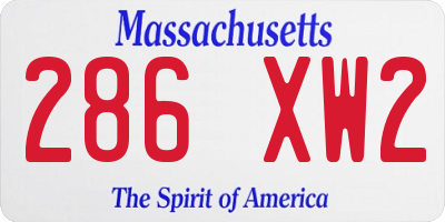 MA license plate 286XW2