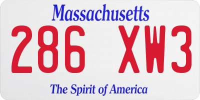 MA license plate 286XW3