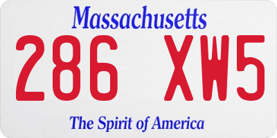 MA license plate 286XW5