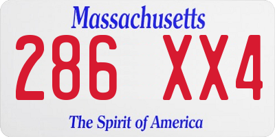 MA license plate 286XX4