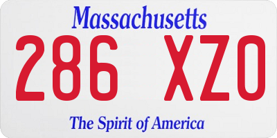 MA license plate 286XZ0