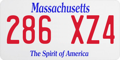 MA license plate 286XZ4