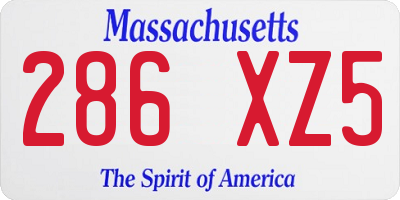 MA license plate 286XZ5