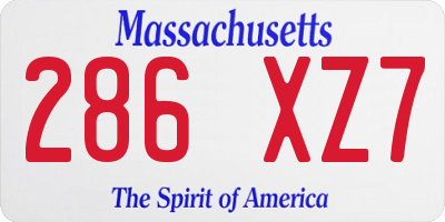 MA license plate 286XZ7
