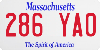 MA license plate 286YA0