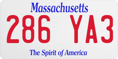 MA license plate 286YA3