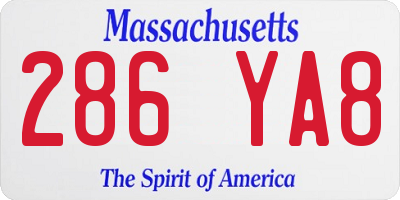 MA license plate 286YA8