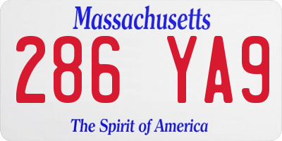 MA license plate 286YA9