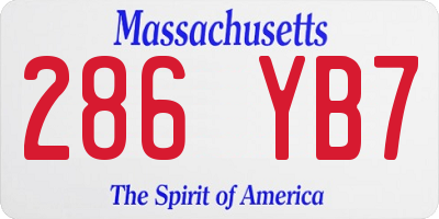 MA license plate 286YB7