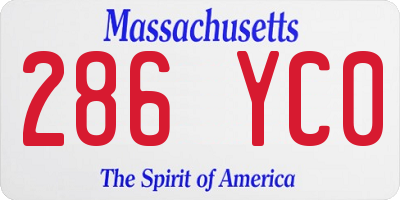 MA license plate 286YC0