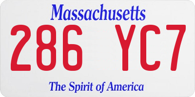MA license plate 286YC7