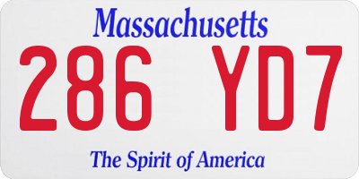 MA license plate 286YD7