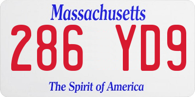 MA license plate 286YD9