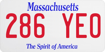 MA license plate 286YE0