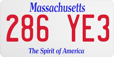 MA license plate 286YE3
