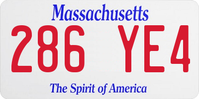 MA license plate 286YE4