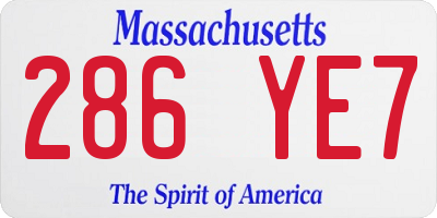 MA license plate 286YE7