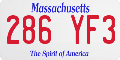MA license plate 286YF3