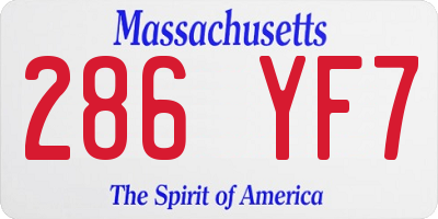 MA license plate 286YF7