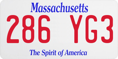 MA license plate 286YG3