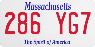 MA license plate 286YG7