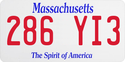 MA license plate 286YI3