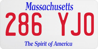 MA license plate 286YJ0