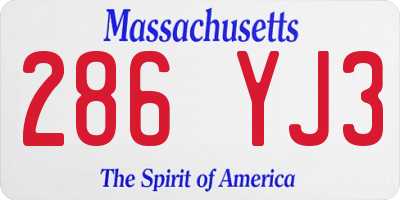 MA license plate 286YJ3
