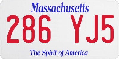 MA license plate 286YJ5
