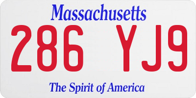 MA license plate 286YJ9