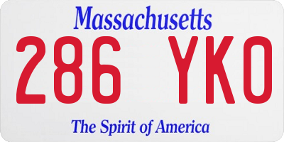 MA license plate 286YK0