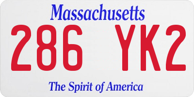 MA license plate 286YK2