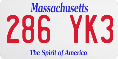 MA license plate 286YK3