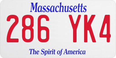 MA license plate 286YK4