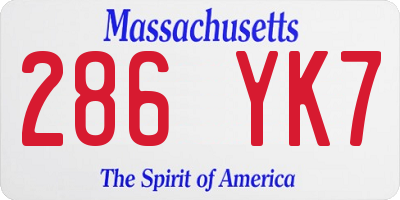 MA license plate 286YK7