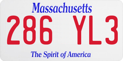 MA license plate 286YL3