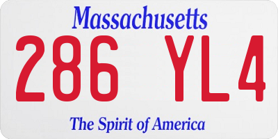 MA license plate 286YL4