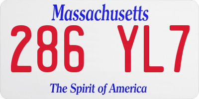MA license plate 286YL7
