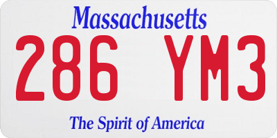 MA license plate 286YM3