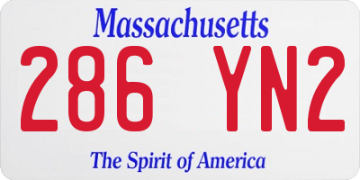 MA license plate 286YN2