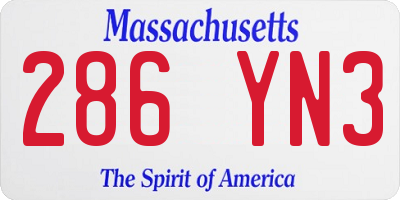 MA license plate 286YN3