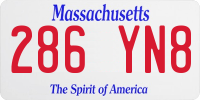MA license plate 286YN8