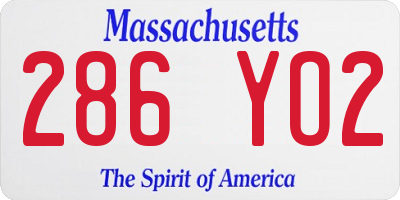 MA license plate 286YO2