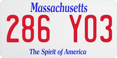 MA license plate 286YO3