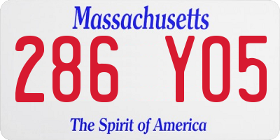 MA license plate 286YO5
