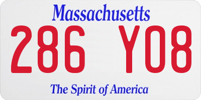 MA license plate 286YO8