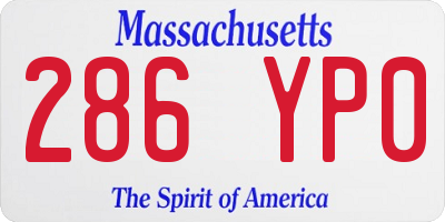 MA license plate 286YP0