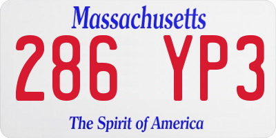 MA license plate 286YP3